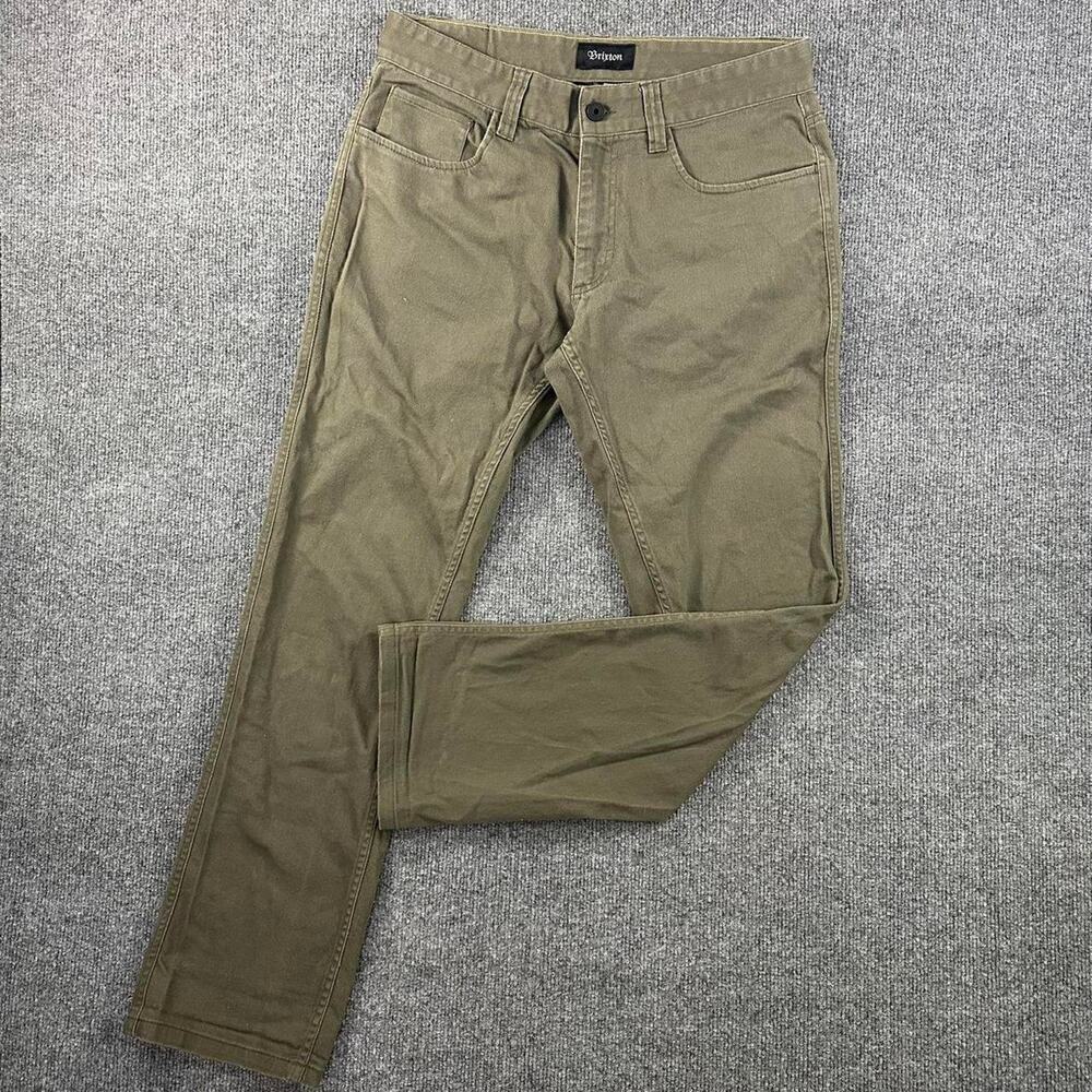 Brixton Men’s Reserve Pant Standard Fit Olive Green Cotton Twill Chinos 32x32